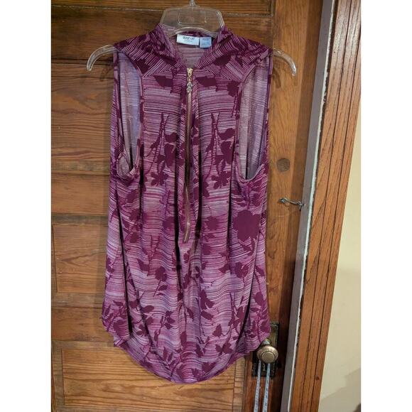 Purple Sleeveless Blouse with Mandarin Collar and Cut Out Design Size 32 - Picture 1 of 6